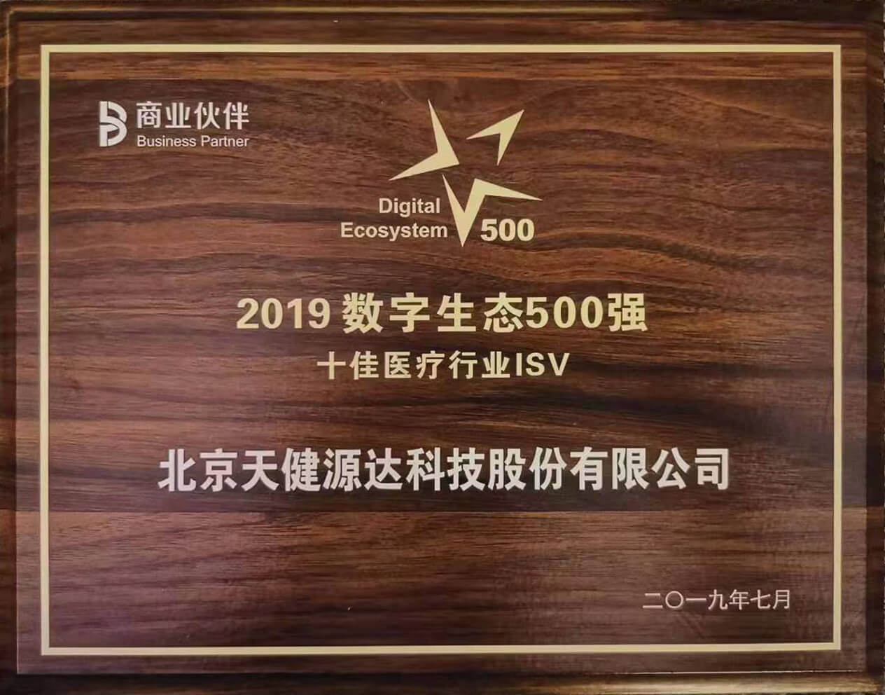 2019數(shù)字生態(tài)500強 十佳醫(yī)療行業(yè)ISV